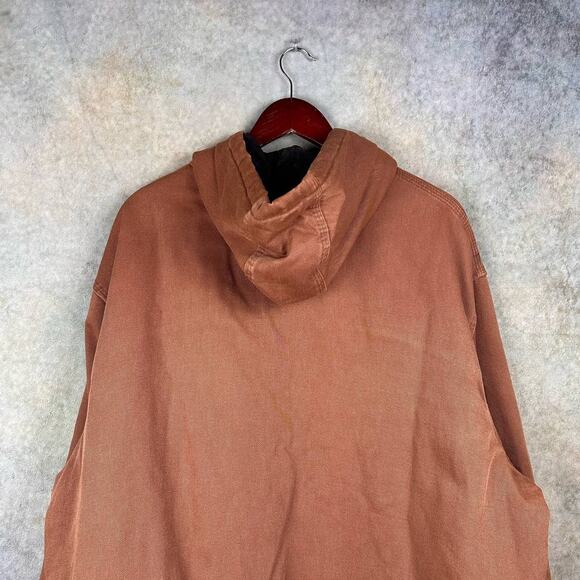Vintage 90s Dickies Work Jacket Mens 2XL Hooded Quilted Lined Tan Brown Full Zip - Picture 8 of 9